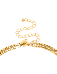 Waterproof Mens Gold Plated Stainless Steel Smooth Cuban Link Necklace - link has visual effect only