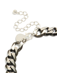Mens Waterproof Stainless Steel Black Link Chain Bracelet - link has visual effect only