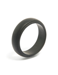 Waterproof Mens Black Silicone Band Ring - link has visual effect only