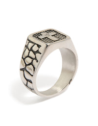 Mens Waterproof Stainless Steel Black Etched Cubic Zirconia Cross Signet Ring - link has visual effect only