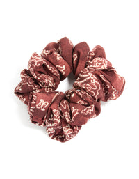 Brown Paisley Printed Statement Fabric Scrunchie - link has visual effect only