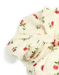 Cream Printed Roses Fabric Statement Scrunchie - link has visual effect only