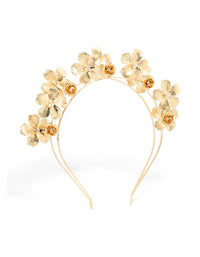 Gold Diamante Double Row Flower Headband - link has visual effect only