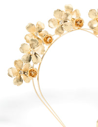 Gold Diamante Double Row Flower Headband - link has visual effect only