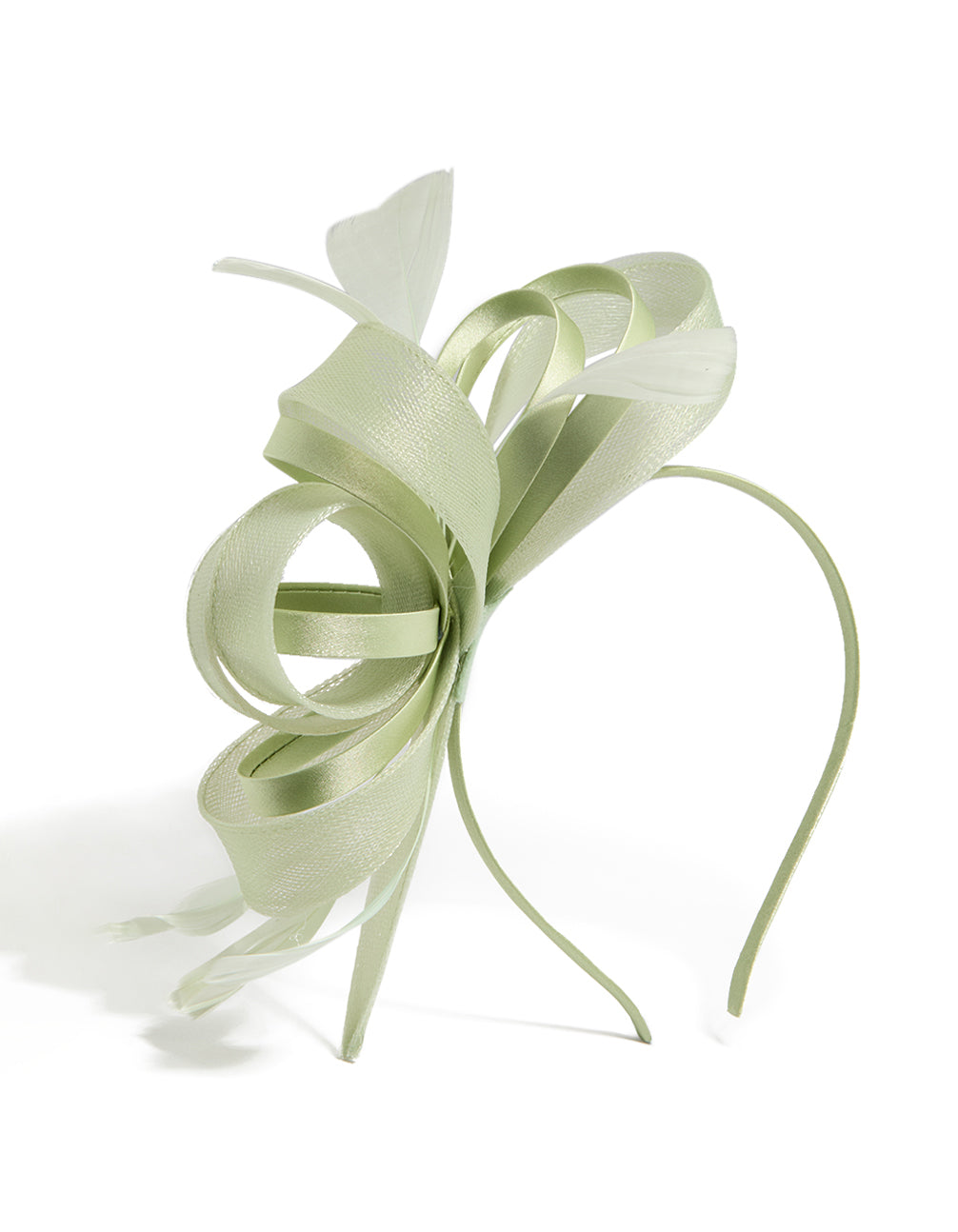 Green Ribbon Mesh Loop Fascinator