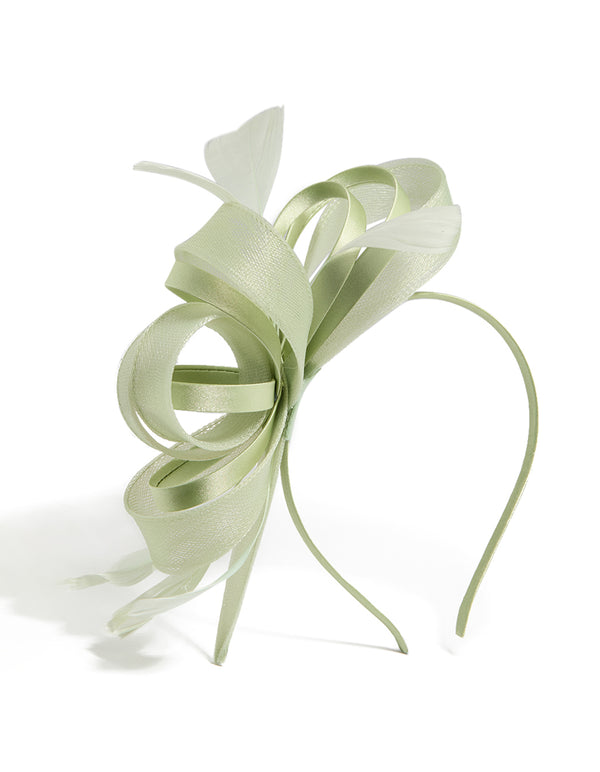 Green Ribbon Mesh Loop Fascinator
