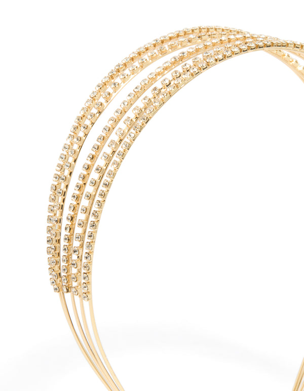 Gold Diamante 4-Row Headband
