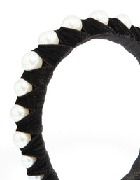 Black Fabric & Pearl Wrap Headband - link has visual effect only