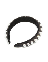 Black Fabric & Pearl Wrap Headband - link has visual effect only