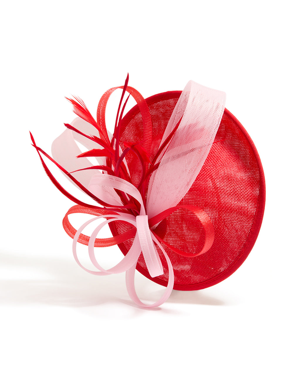 Red & White Loop Disc Fascinator