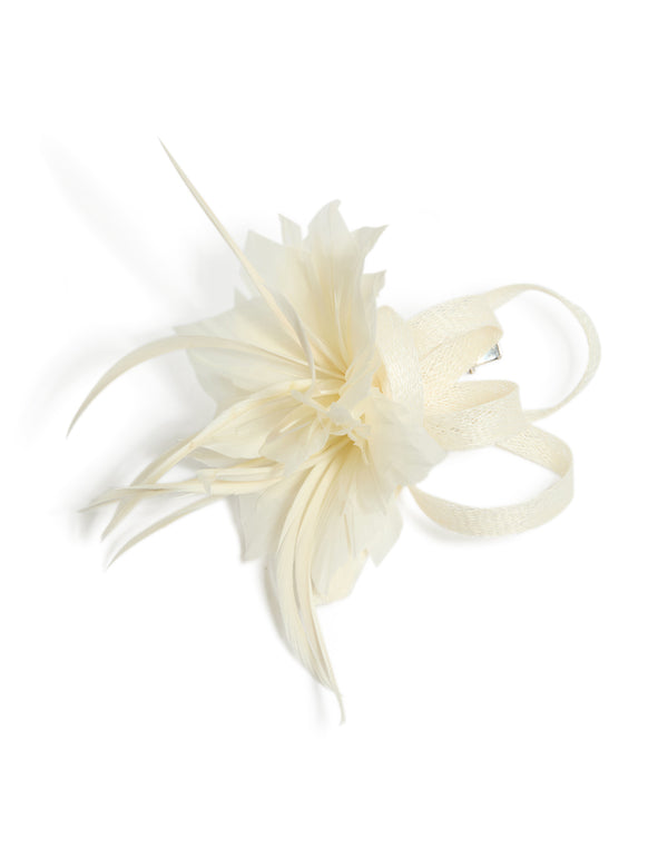 Cream Loop Feather Fascinator Clip