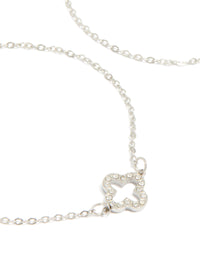 Featuring waterproof stainless steel cubic zirconia solitaire flower charm bracelets in a 2-pack with coin detail, crafted from crystal in silver and white close up view - link has visual effect only