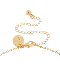 Expertly crafted gold plated graduating cubic zirconia small y-necklace clasp detail view - link has visual effect only