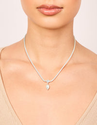Silver Plated Cubic Zirconia & Freshwater Pearl Tennis Necklace - link has visual effect only