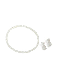 Silver Plated Cubic Zirconia Tennis Bracelet & Drop Earrings Set - link has visual effect only