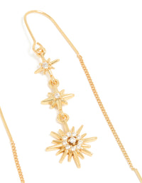 Gold Plated Cubic Zirconia Stars Thread Through Earrings - link has visual effect only