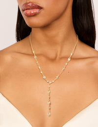 Gold Plated Cubic Zirconia Alternating Y-Necklace - link has visual effect only