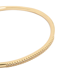 Gold Plated Cubic Zirconia Thin Wrist Cuff - link has visual effect only
