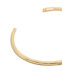 Gold Plated Cubic Zirconia Thin Wrist Cuff - link has visual effect only