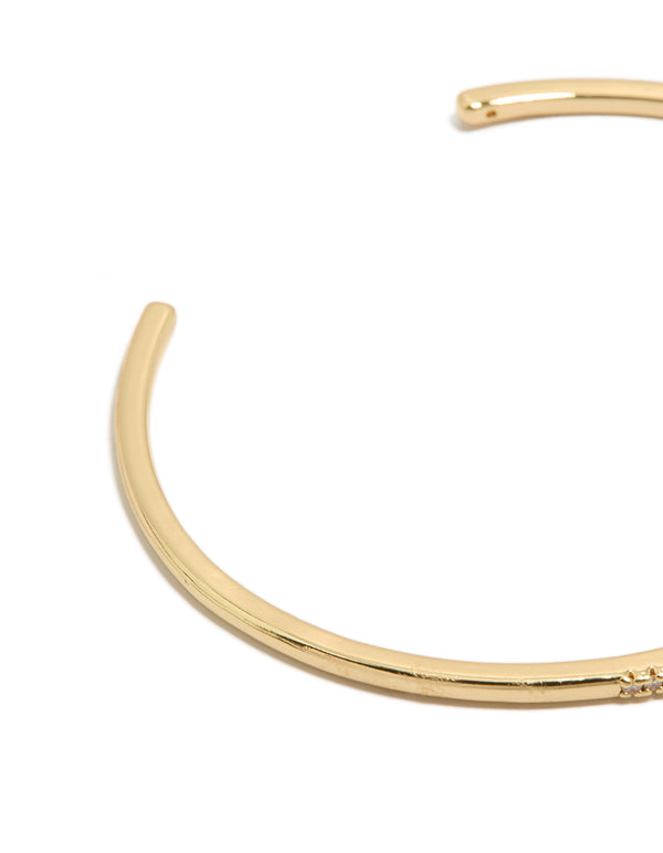 Gold Plated Cubic Zirconia Thin Wrist Cuff