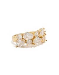 Gold Plated Pear Cubic Zirconias Band Ring - link has visual effect only