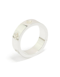 Waterproof Stainless Steel Cubic Zirconia Flowers Band Ring - link has visual effect only