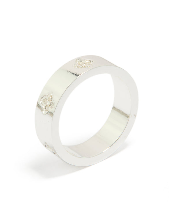 Waterproof Stainless Steel Cubic Zirconia Flowers Band Ring
