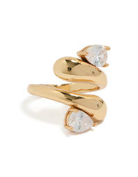 Gold Plated Cubic Zirconia Chunky Wrap Ring - link has visual effect only