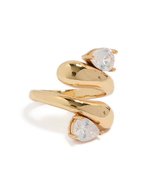 Gold Plated Cubic Zirconia Chunky Wrap Ring