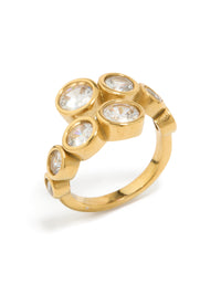 Waterproof Gold Stainless Steel Cubic Zirconia Bezel Wrap Ring - link has visual effect only