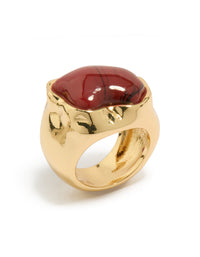 Gold Plated Statement Molten Burgundy Stone Ring - link has visual effect only