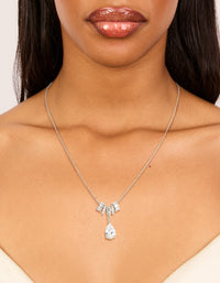 Silver Cubic Zirconia Pear Rondelle Necklace - link has visual effect only
