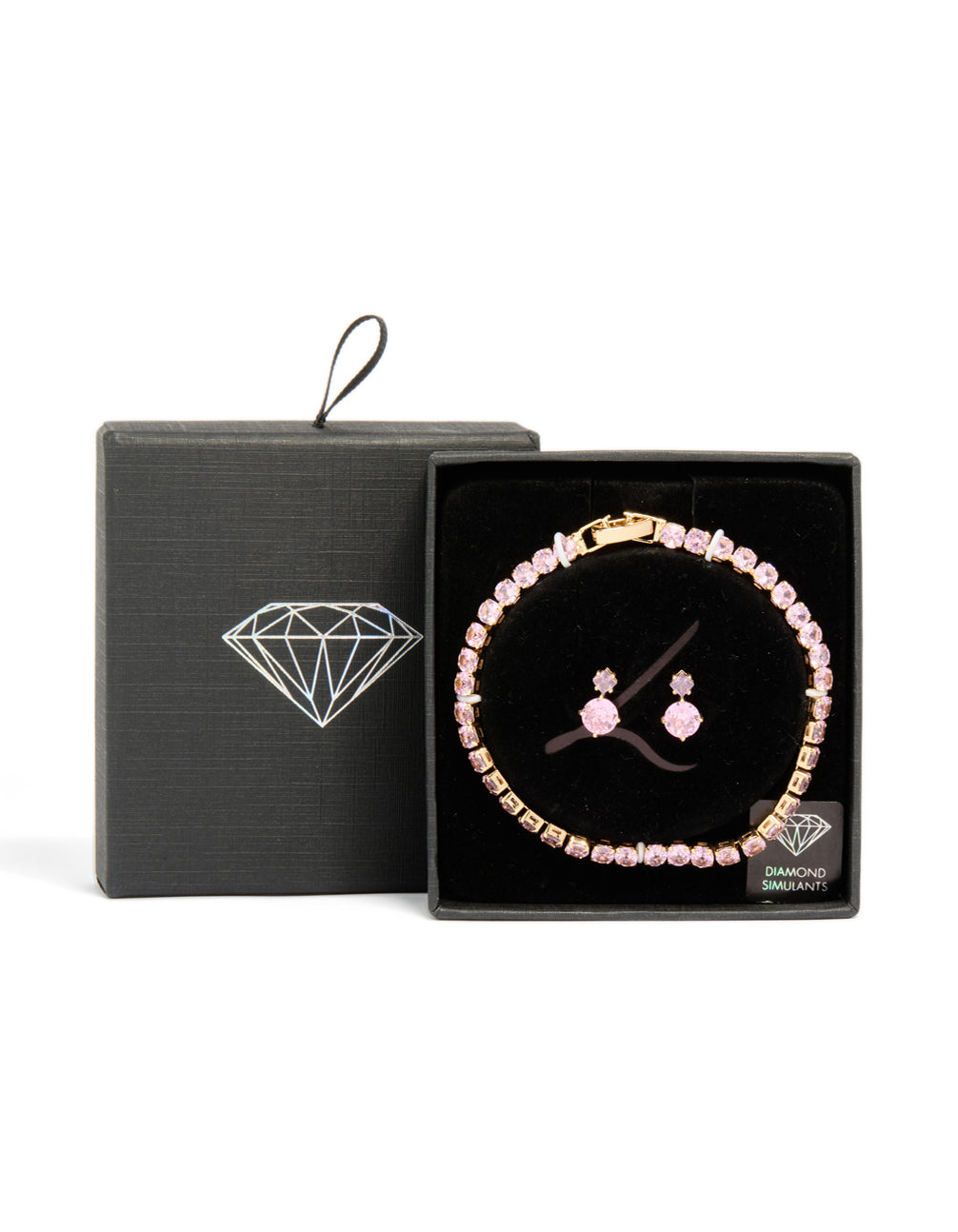 Gold Cubic Zirconia Earrings & Tennis Bracelet Set