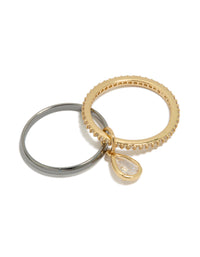 Mixed Metal Plated Cubic Zirconia Band & Stacked Ring - link has visual effect only