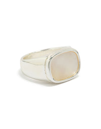 Waterproof Stainless Steel Square Shell Signet Ring - link has visual effect only