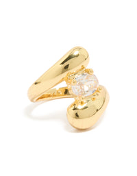 Gold Cubic Zirconia Puffy Wrap Ring - link has visual effect only