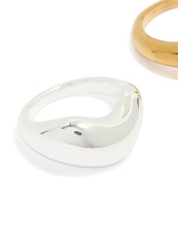 Featuring waterproof stainless steel organic bubble rings with gold and silver plated construction, 2-pack close up view - link has visual effect only