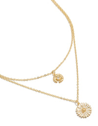 Gold Plated Cubic Zirconia Daisy Layered Necklace - link has visual effect only