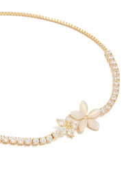 Gold Plated Cubic Zirconia Flower Toggle Bracelet - link has visual effect only