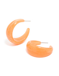 Gold Orange Acrylic Hoop Earrings - link has visual effect only