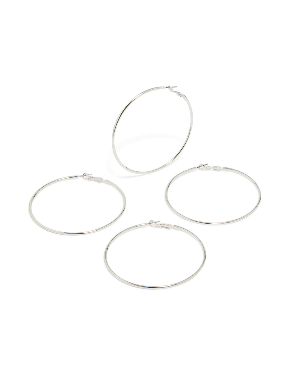 Discover silver large hoop earrings in a 2-pack and classic closure front view