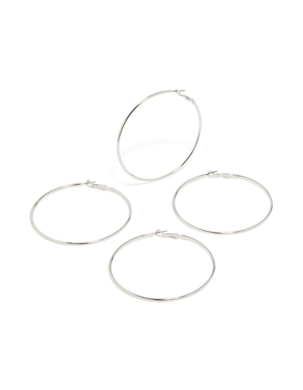 Silver Large Hoop Earrings 2-Pack