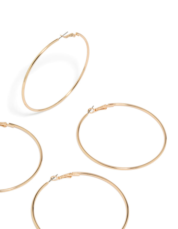 Gold Large Hoop Earrings 2-Pack