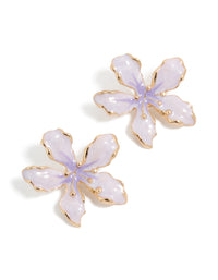 Showcasing floral stud earrings crafted from enamel with gold detailing in a front view - link has visual effect only