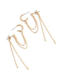 Beautifully crafted statement hoop earrings with stud closure in gold front view - link has visual effect only