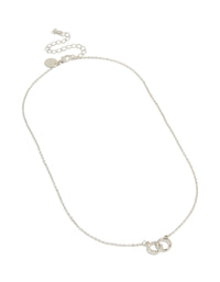Elegant joined circles pendant necklace design in silver front view - link has visual effect only