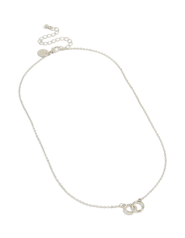Elegant joined circles pendant necklace design in silver front view