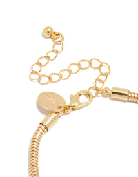 Gold Plated Cubic Zirconia Circle Heart & Flower Charm Bracelet - link has visual effect only