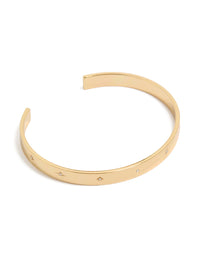 Showcasing a celestial star diamante wrist cuff crafted from gold plated material front view - link has visual effect only