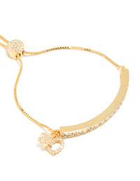 Gold Plated Cubic Zirconia Toggle Heart  Charm Bracelet - link has visual effect only